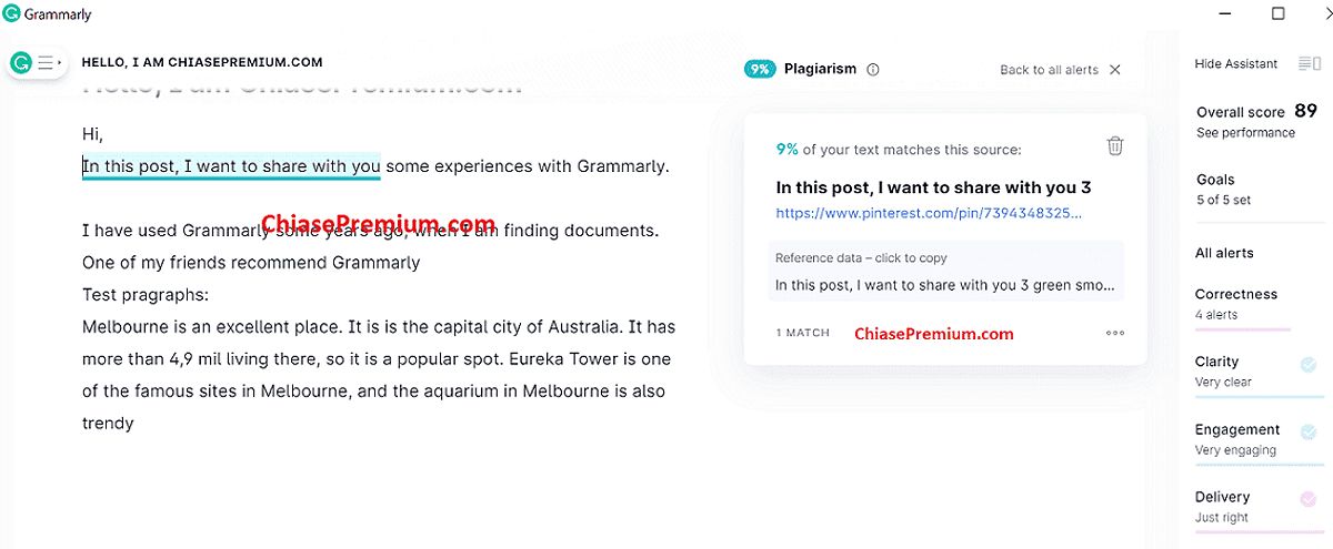 Kiểm tra đạo văn với Grammarly